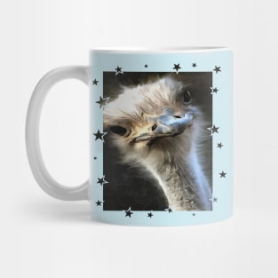 Geeky Ostrich With Artistic Star Border Mug